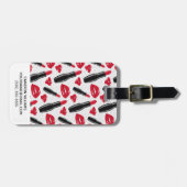 Étiquette À Bagage Ajoutez votre bagouts nommé de point de polka de (Devant horizontal)