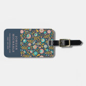 Étiquette À Bagage Ajoutez votre motif de fleur nommé d'art populaire (Devant horizontal)