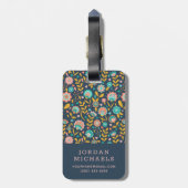 Étiquette À Bagage Ajoutez votre motif de fleur nommé d'art populaire (Dos Vertical)