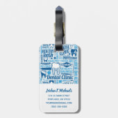 Étiquette À Bagage Ajoutez votre motif dentaire | bleu nommé de (Dos Vertical)