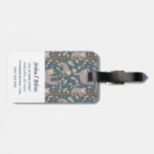 Étiquette À Bagage Ajoutez votre motif floral | mignon initial de (Dos horizontal)