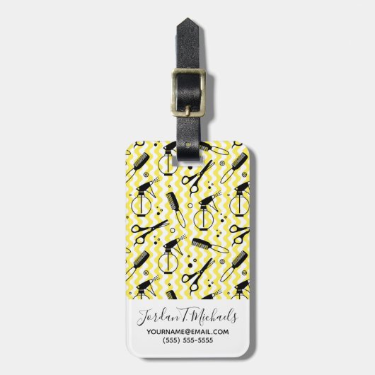 Étiquette À Bagage Ajoutez votre motif | jaune nommé d'outil de (Devant Vertical)