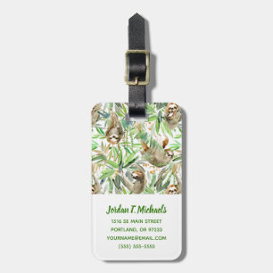 Étiquette À Bagage Ajoutez votre motif tropical nommé de paresse