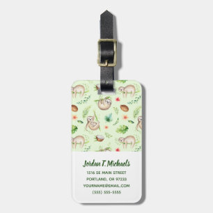 Étiquette À Bagage Ajoutez votre motif tropical nommé de paresse de