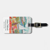 Étiquette À Bagage Ajoutez votre nom | Deux voiliers (Devant horizontal)