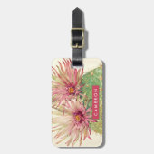 Étiquette À Bagage Ajoutez votre nom | Fleurs roses de cactus (Devant Vertical)