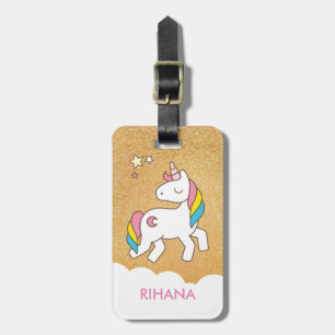 Étiquette À Bagage Ajoutez Votre Nom Licorne Magique Mignonne Personn