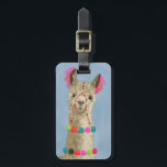 Étiquette À Bagage Ajoutez votre nom | Llama ornée - Beige<br><div class="desc">Adoré Llama III par Victoria Borges. Il présente un lama beige avec des pompons décoratifs et d'autres ornements.</div>