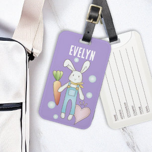 Étiquette À Bagage Ajoutez Votre Nom Mignon Peluche Lapin Enfants