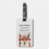 Étiquette À Bagage Ajoutez votre nom | Renard forestier de la Couronn (Dos Vertical)