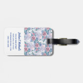 Étiquette À Bagage Ajoutez votre | nommé rose et motif de rose de (Dos horizontal)