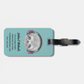 Étiquette À Bagage Ajoutez votre portrait nommé de | des écouteurs de (Dos horizontal)