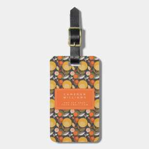 Étiquette À Bagage Ajoutez votre rétro motif floral   classique nommé