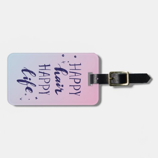 Étiquette À Bagage Ajoutez votre vie heureuse de cheveux | heureux (Devant horizontal)