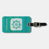 Étiquette À Bagage Ajoutez votre volant | côtier nommé d'Aqua de (Devant horizontal)