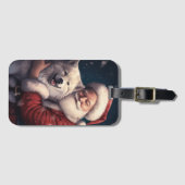 Étiquette À Bagage Akita avec Noël du Père Noël (Devant Horizontal)