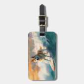 Étiquette À Bagage Akita Beach Surf Peinture (Devant Vertical)