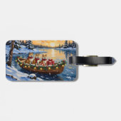 Étiquette À Bagage Akita Christmas Boat Holiday (Dos horizontal)