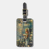 Étiquette À Bagage Akita Christmas Festive Voyage (Devant Vertical)