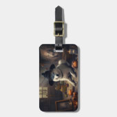 Étiquette À Bagage Akita Citrouilles Halloween effroi (Devant Vertical)