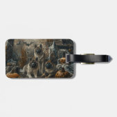 Étiquette À Bagage Akita Halloween Chien de nuit plaisir (Dos horizontal)