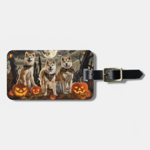 Étiquette À Bagage Akita Halloween Épouvantable