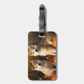 Étiquette À Bagage Akita Puppy Citrouille d'automne (Dos Vertical)