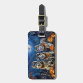 Étiquette À Bagage Alaskan Malamute Halloween Éffrayant (Devant Vertical)