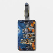 Étiquette À Bagage Alaskan Malamute Halloween Éffrayant (Dos Vertical)