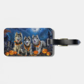 Étiquette À Bagage Alaskan Malamute Halloween Éffrayant (Dos horizontal)