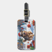 Étiquette À Bagage Alaskan Malamute Noël Festive Scène de neige (Devant Vertical)
