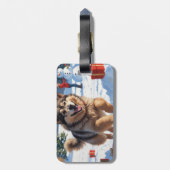 Étiquette À Bagage Alaskan Malamute Noël Festive Scène de neige (Dos Vertical)