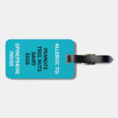 Étiquette À Bagage Alerte Médicale d'allergie alimentaire (Dos horizontal)