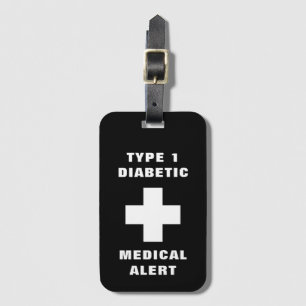 Étiquette À Bagage Alerte Médicale personnalisée Type de diabétique 1