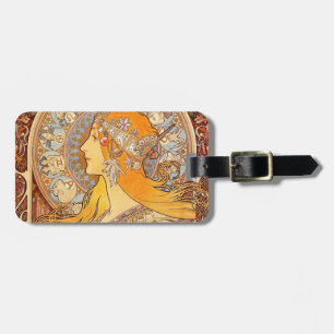 Étiquette À Bagage Alfonse Mucha Zodiac Art nouveau femme
