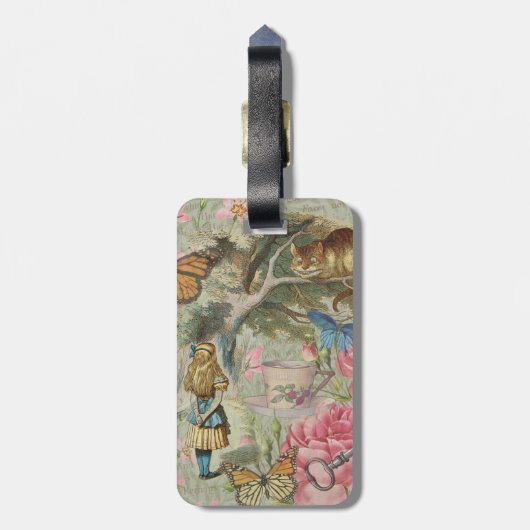 Étiquette À Bagage Alice Cheshire Chat Wonderland Tree Garden (Dos Vertical)