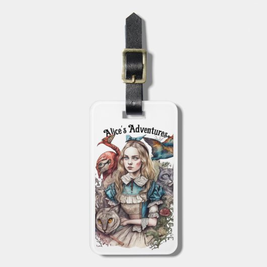 Étiquette À Bagage Alice's Adventures (texte modifiable) (Devant Vertical)