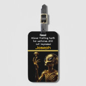 Étiquette À Bagage Alien D'Or Avec Mystérieux Artisanat (Devant Vertical)