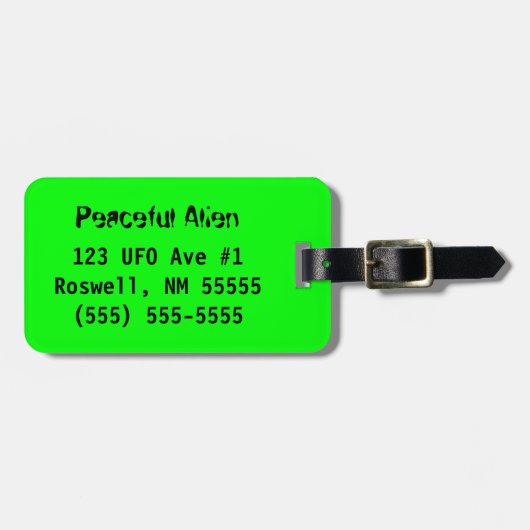 Étiquette À Bagage Alien du panneau de la paix (Devant horizontal)