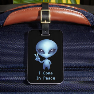 Étiquette À Bagage Alien – Je viens en paix  