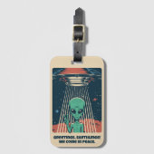 Étiquette À Bagage Alien UFO de texte personnalisé (Devant Vertical)