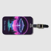 Étiquette À Bagage Alien vaisseau spatial rétro futuriste (Devant Horizontal)