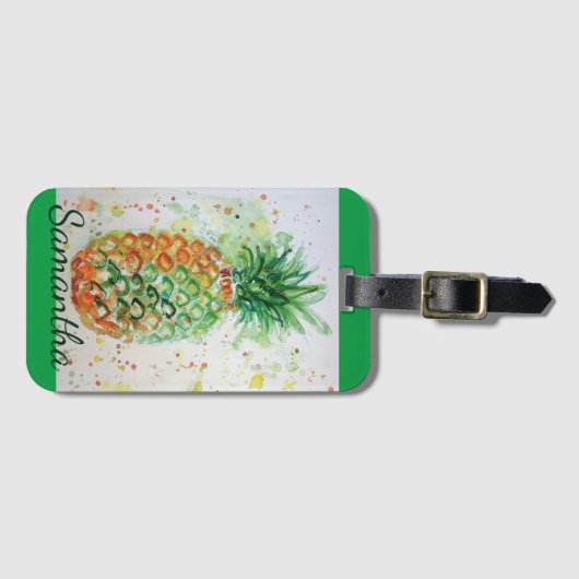 Étiquette À Bagage Alimentation en ananas Vibes tropicales Vibes oran (Devant Horizontal)