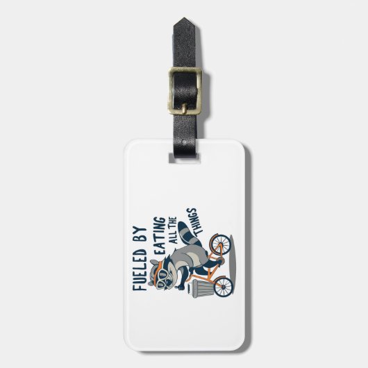 Étiquette À Bagage Alimenté En Mangeant Toutes Les Choses Racoon Cycl (Devant Vertical)