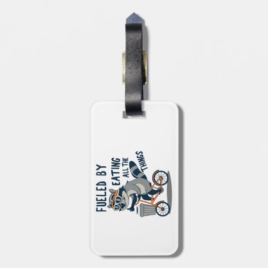 Étiquette À Bagage Alimenté En Mangeant Toutes Les Choses Racoon Cycl (Dos Vertical)