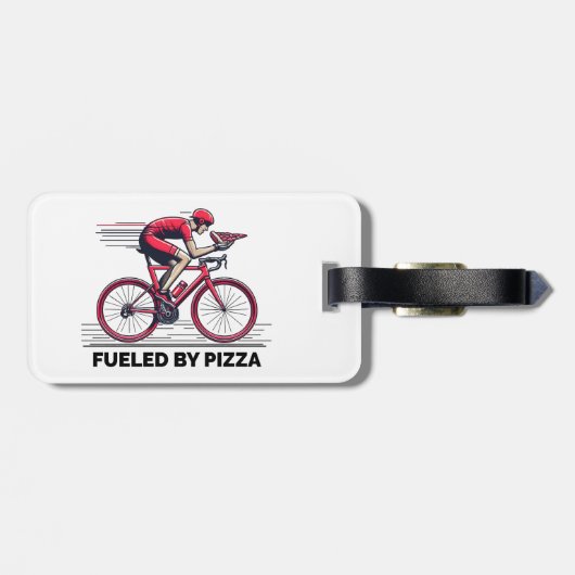 Étiquette À Bagage Alimenté Par Pizza Cyclist (Dos horizontal)