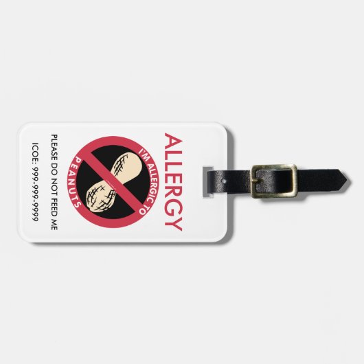 Étiquette À Bagage Allergie faite sur commande d'arachide d'enfants (Devant horizontal)