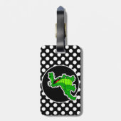 Étiquette À Bagage Alligator sur les Pois noirs et blancs (Dos Vertical)