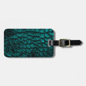 Étiquette À Bagage Alligator Turquoise Faux Cuir (Devant horizontal)