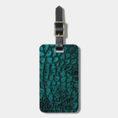 Étiquette À Bagage Alligator Turquoise Faux Cuir (Devant Vertical)